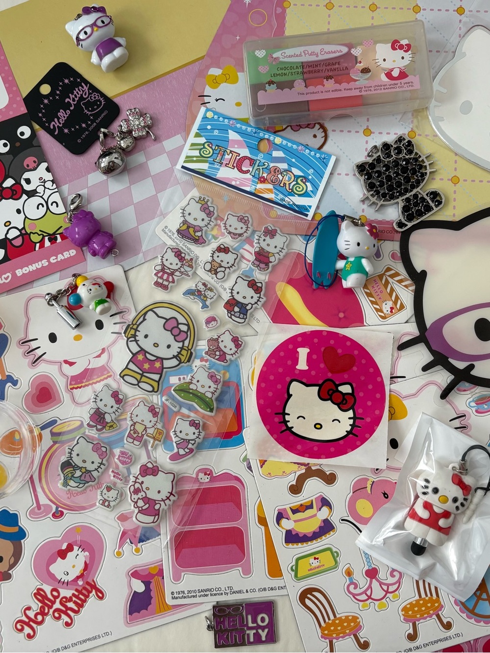 Vintage Sanrio Hello Kitty Sticker & Charm Bundle